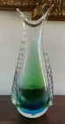 Gorgeous Vintage Murano Blue/green Glass Vase