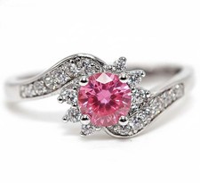 2CT Treated Pink Sapphire  White Topaz 925 Sterling Silver Ring Sz 8