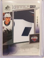 2023-24 UD SP Game Used hockey Timo Meier Banner Year Global Series card SHARKS