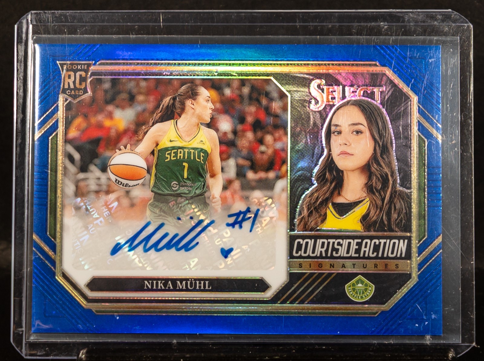 Nika Muhl 2024 Panini Select WNBA CSANM Blue Prizm Courtside Action RC Auto /49