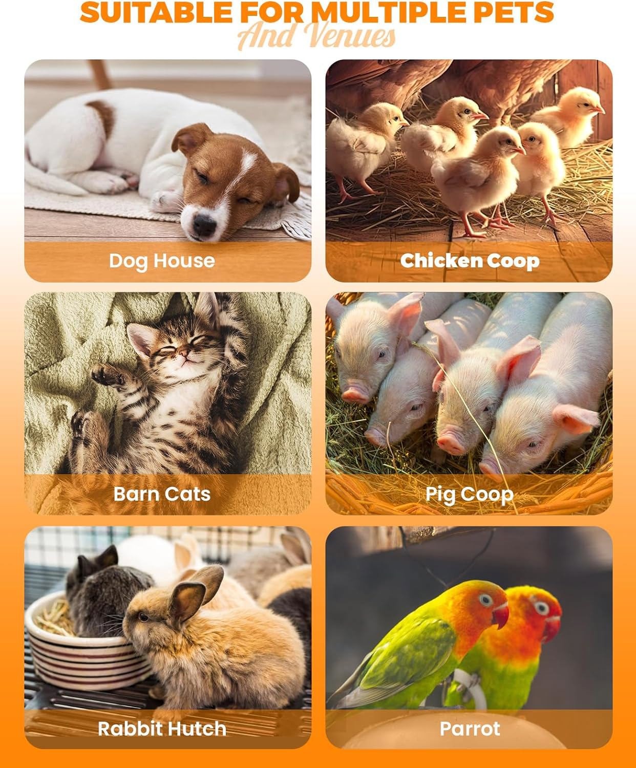 Thermostatic Dog Heater Pet House Wall-Mounted Warmer W/ Anti-Bite Wires 600W