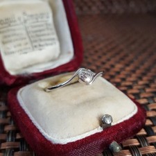 Sterling Silver Ring Genuine Diamonds Delicate Design UK Size Q / US 8.5 / EU 57