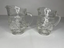 Pitcher Anchor Hocking Glass Early American Prescut Syrup Juice Vintage SET 2
