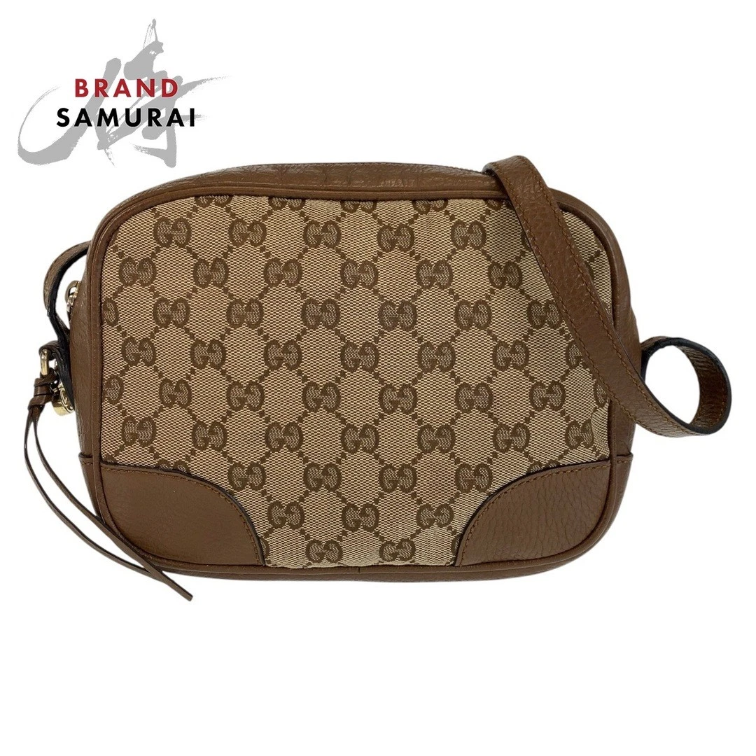 Sac bandoulière pochette toile/cuir Gucci beige marron doré quincaillerie Gg 449413