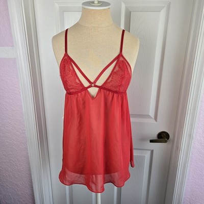 Victoria's Secret Red Babydoll Top Nightie Size M Lingerie Vixon Camisole