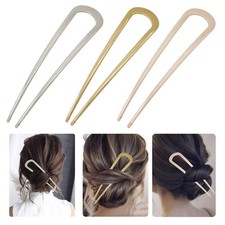 French Hair Pins, U-Shaped Large Metal for Women Girls, Silver Gold Rose Gold
