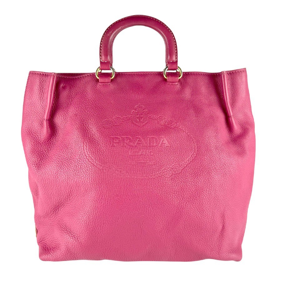 Borsa a tracolla originale PRADA in pelle rosa/tono oro - z8605