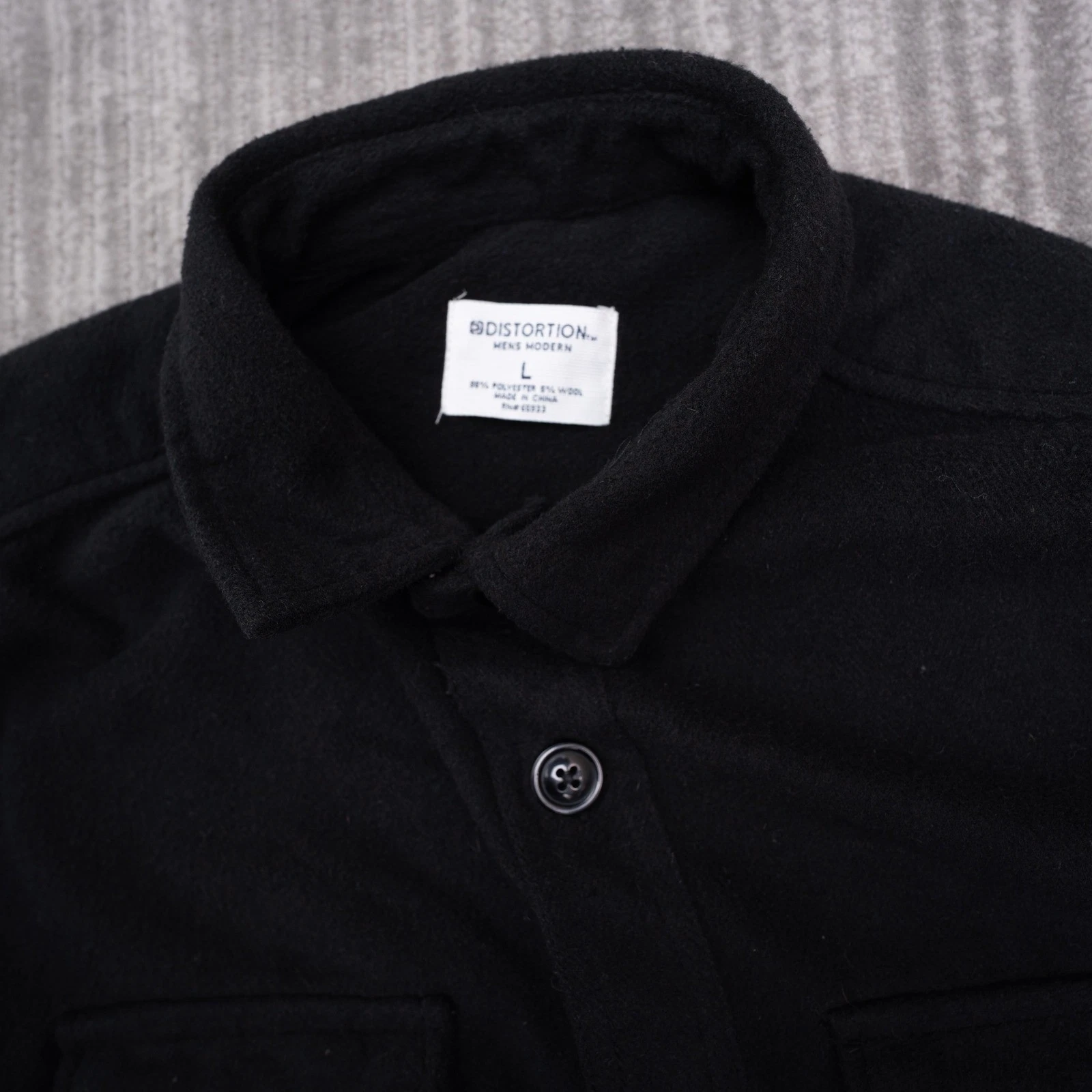 Distortion Shirt Jacket Mens Large Black Good Wool Blend Shacket 1FL5056M - product detail image 8