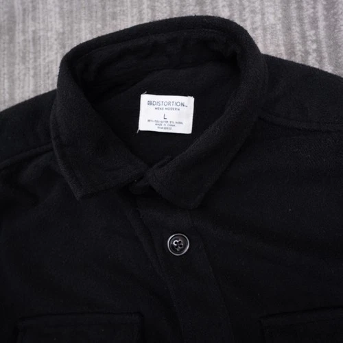 Distortion Shirt Jacket Mens Large Black Good Wool Blend Shacket 1FL5056M image 8