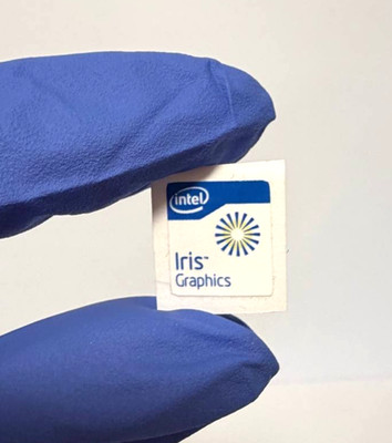 2 x Intel Iris Graphics Sticker Label Decal Logo 12mm x 14mm, Small Size