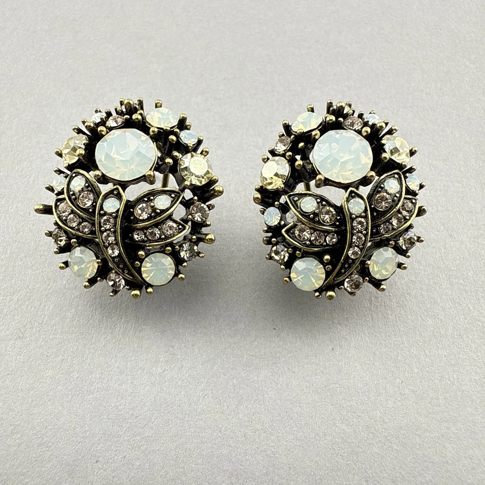 Heidi Daus Earrings Dragonfly Butterfly Omega Back White Rhinestones Crystal - Image 3 of 4