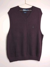 Polo Ralph Lauren Sweater Knit Vest Adult XL Maroon 100 Cotton Pony