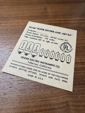Reproduction Super Reverb AB763 Tube Chart Label