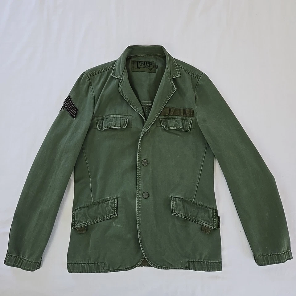 VTG Y2K Tripp NYC Daang Goodman Jacket Green Military Style Punk Coat Mens S - Image 4 of 4