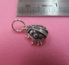 SU Vintage 925 Sterling Silver  3D Ladybug Charm with Split Ring Attached