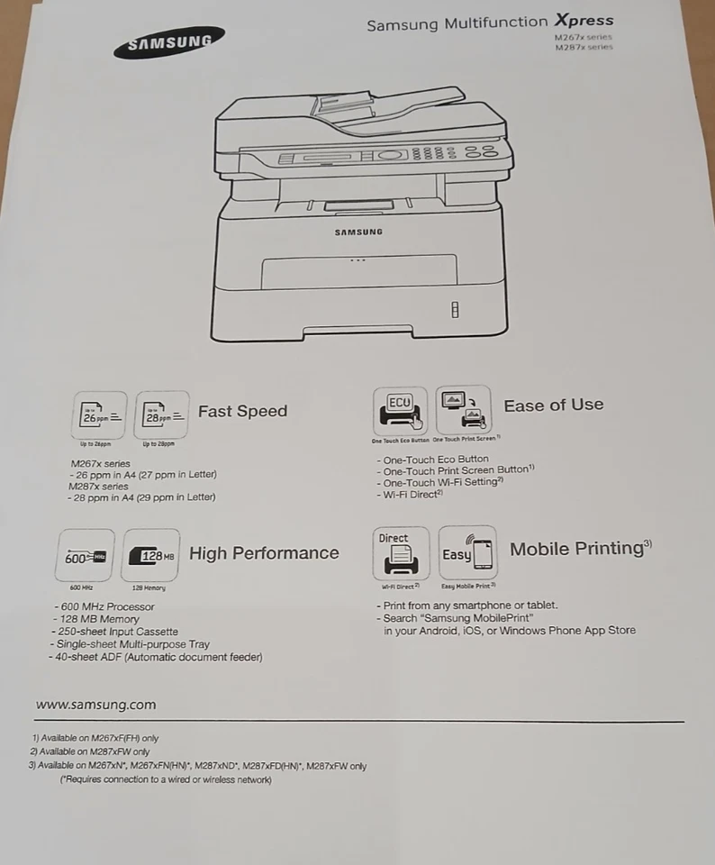 SAMSUNG Xpress M2875FD SW Druck Scan Kopie Fax Duplex ADF USB LAN Airprint Win11 - Bild 2 von 4