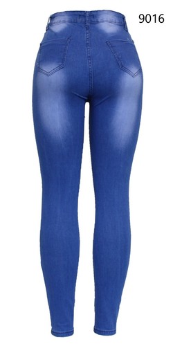 New Womens High Waist Stretchy Blue White Knee Cut Skinny Denim distressed Jean - Picture 80 of 82