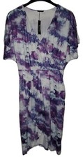 Anrilita Wrap Short Sleeve V-Neck Casual Tie-Dye Dress Pockets Women's Size S