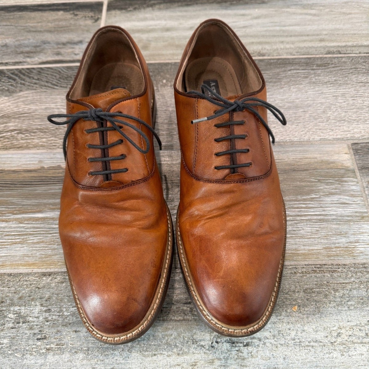 Aston Grey Size 8M Lace Up Cognac Brown Adayde Leather Shoes MEN\'S Aston Grey Collection Leather Leu Oxfords Chestnut Lace Up  main image 3