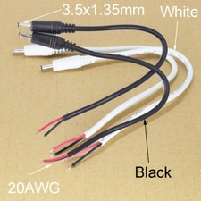 1pc 20AWG DC Power 3.5x1.35mm Male Plug 2pin Wire DC Pigtail Cable 20cm