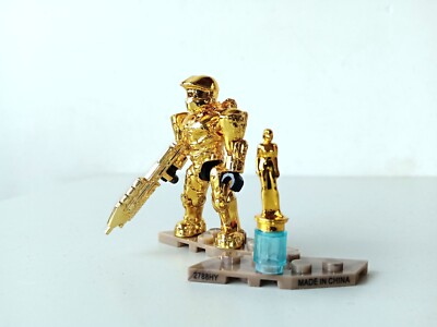 MEGA BLOKS HALO MASTER CHIEF and CORTANA AI HOLOGRAM FIGURE electroplated gold