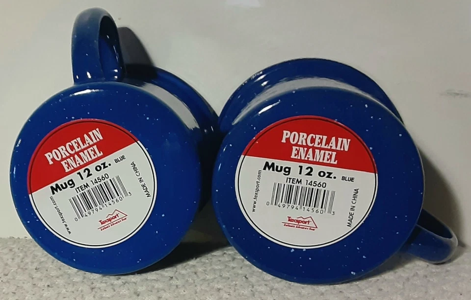 Juego de 6 tazas de café esmaltadas metálicas azul moteado 12 oz camping caza-nuevas Foto 3 de 4