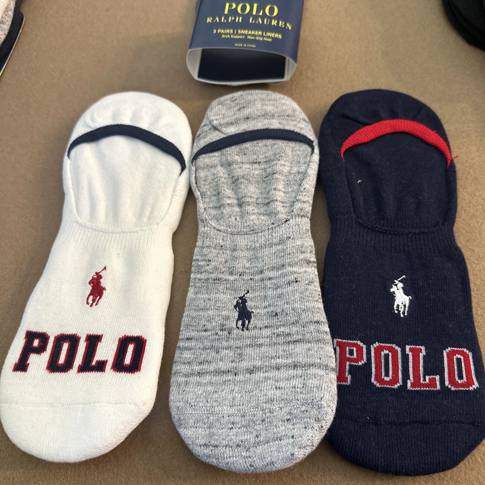 Polo Ralph Lauren Men’s XL Varsity Sneaker Liners Socks Shoe Size 12-17 No Slip