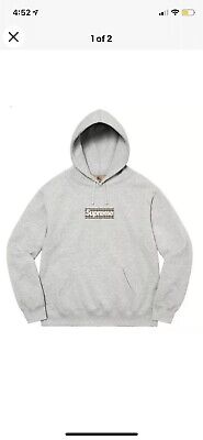 Supreme Burberry Box Logo Large Hooded Sweatshirt Hoodie Heather