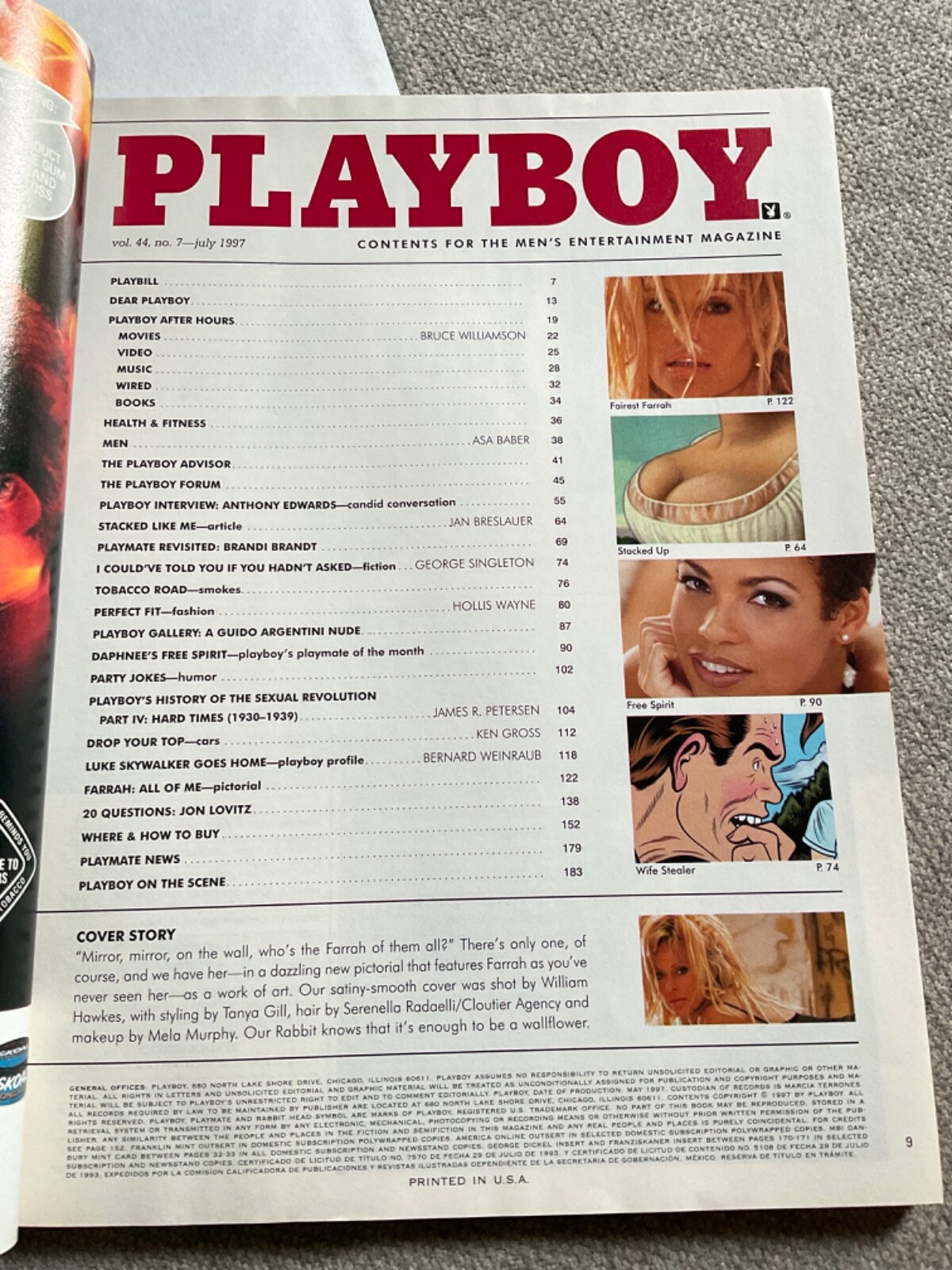 Playboy Magazine July 1997 Farrah Fawcett Nude Pictorial, Centerfold ...