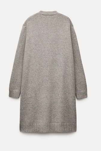 ZARA NEW WOMAN LONGLINE KNIT 100% WOOL CARDIGAN MINK SIZE M 4192/100 - Picture 2 of 6