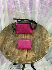 Marc Jacob’s Patent Leather Fuscia Glittered Crossbody & Wallet AUTHENTIC NWT 