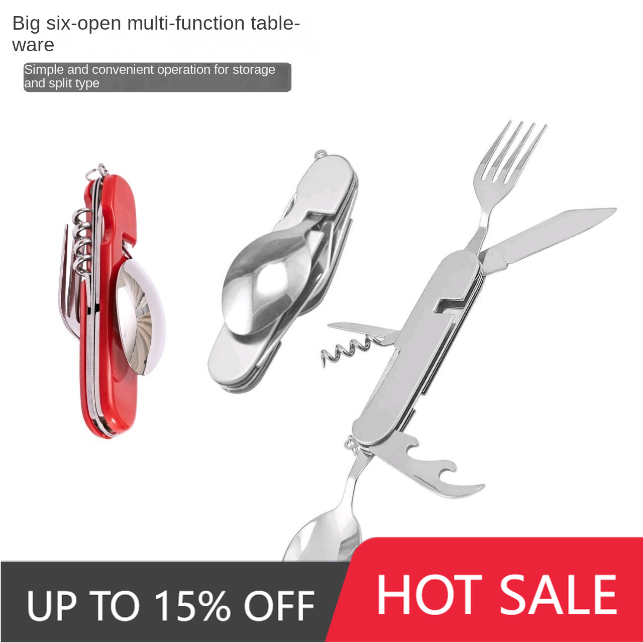 7-in-1 Stainless Steel Camp Knife with Spoon Fork Multi-Tool