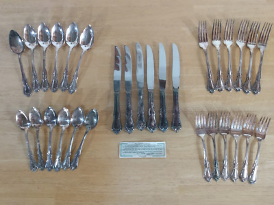 Oneida Wm A Rogers Chalice Harmony Silver Plate Flatware 30 Pieces / 6  Settings