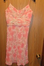 Loft Pink Floral 100% Silk Spaghetti Strap Lined Dress Size 6