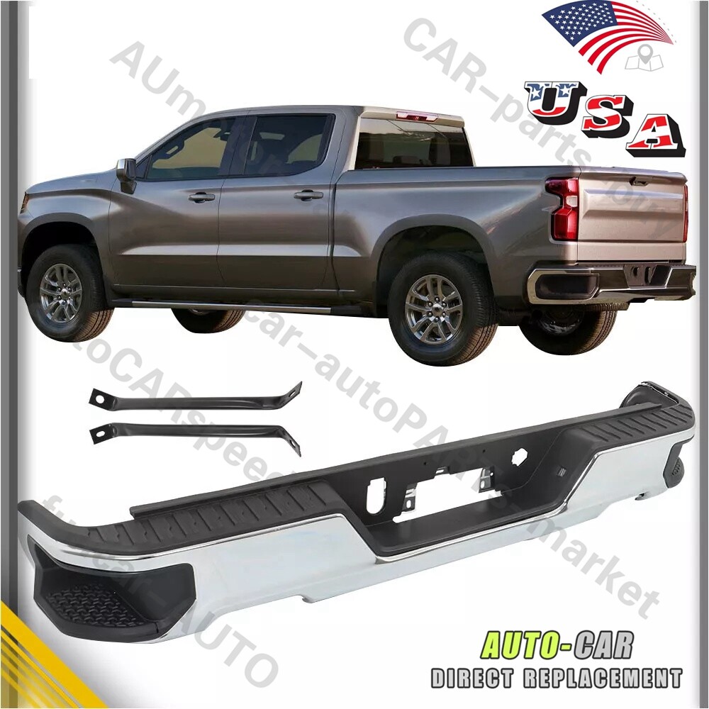 Chrome Rear Bumper Assembly for 2019-2023 Chevy Silverado GMC W/O Park NEW GA
