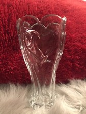 Deplomb Lead Crystal 8" tall Heart Petal Clear Vase Made in USA
