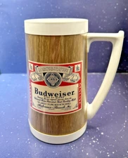 Vtg 1970s BUDWEISER Thermo Serv West Bend Insulated Plastic Beer Mug Made in USA