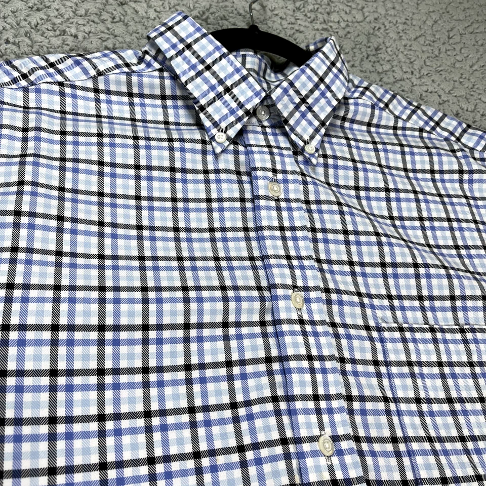 Turnbury Button Down Shirt Mens Large Dress Long Sleeve Blue Plaid - Image 2 of 4