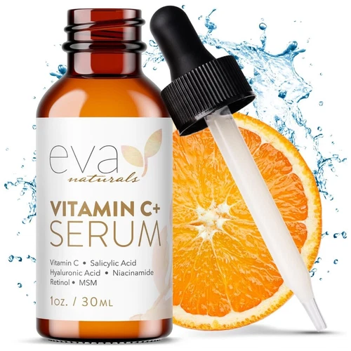 New Sealed Eva Naturals Vitamin C+ Face Serum w/ Hyaluronic Acid Anti Aging
