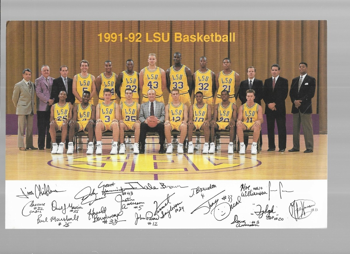 LSU BASKETBALL 1991-92 TEAM WITH FACSIMILE