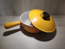 ???????? Poellon Casserole Vintage Le Creuset Jaune Orangé Avec Couvercle 18 cm