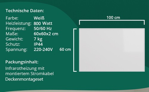 Ecowelle Deckenheizung Infrarotheizung 300-1400W Smart Thermostat APP - Bild 38 von 67