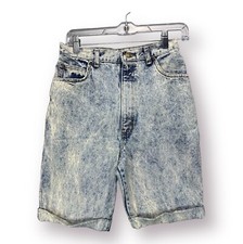 VTG 90s 80s Acid Wash Denim Bermuda Jean Shorts Womens 9/10 26" High Waist
