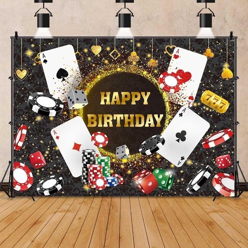 Deluxe 10x8ft Gold Glitter Casino Theme Background Perfect for Celebrations - Picture 6 of 9