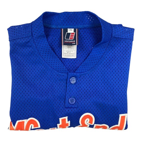 WEST END OUTLAWS Baseball Game Jersey Mens S 27 Blue Orange 2 Button Embroidered - Picture 16 of 16