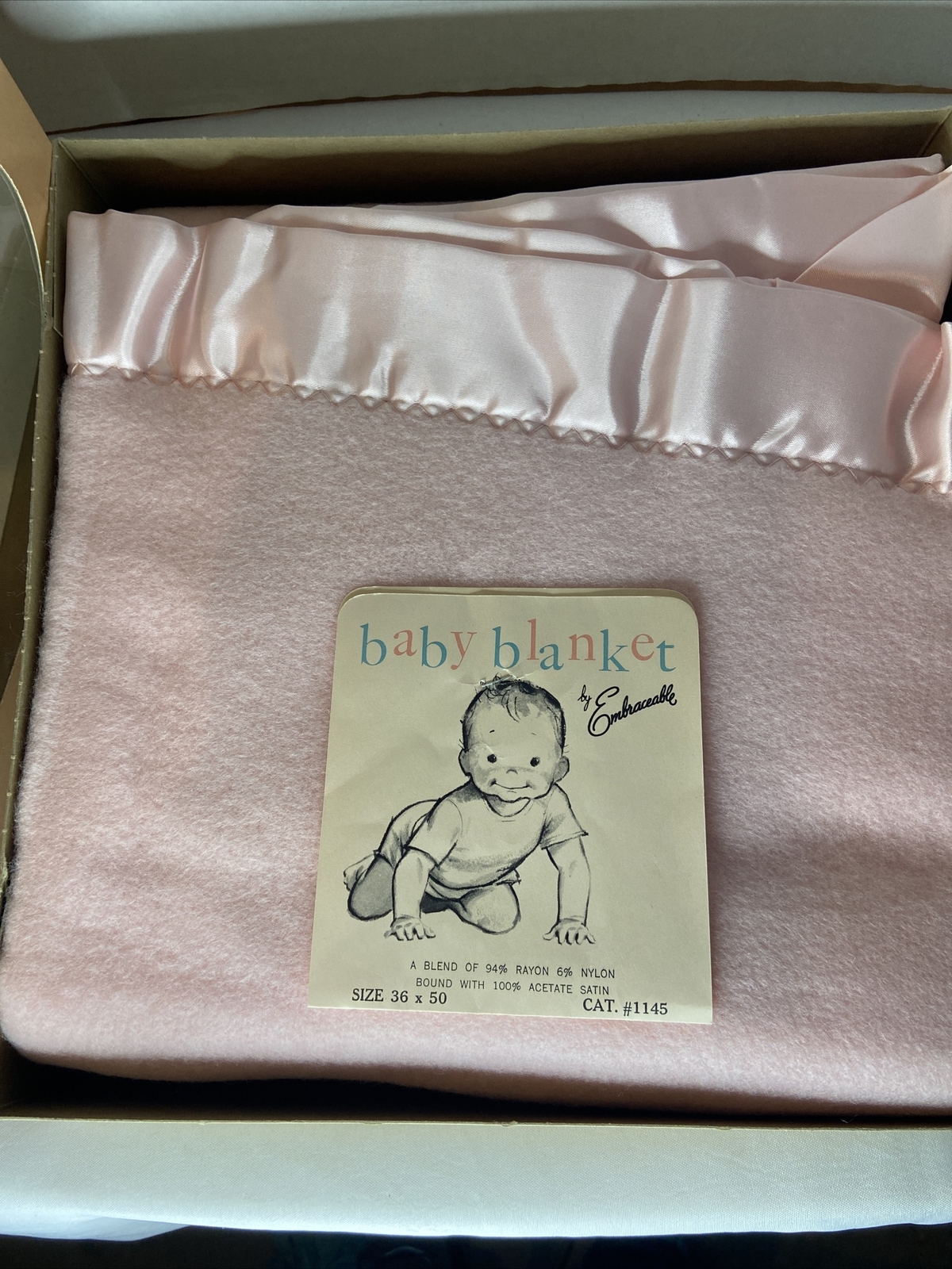 Baby Blanket Embraceable Vintage Pink Baby Crib Blanket Rayon/Nylon/Satin 36x50