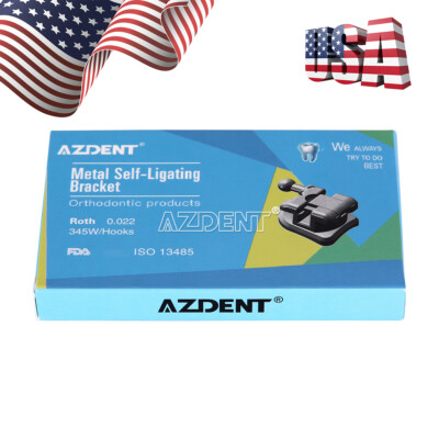AZDENT Dental Orthodontic Brackets Brace Self-Ligating Mini Roth 022 Hooks 345