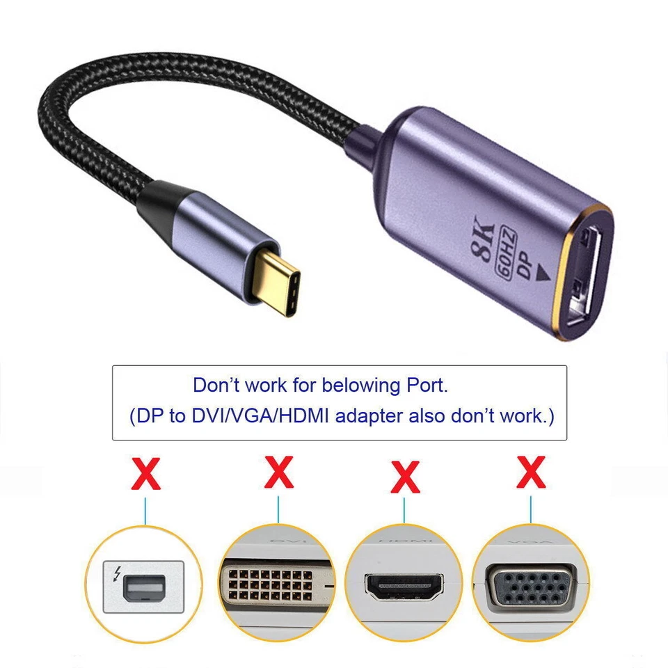 CY  CY USB4 Type-C Source to DP/MINI-DP Female Cable Display 8K 60HZ UHD Monitor - Image 4 of 4