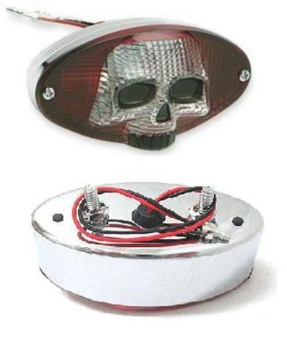 FEU ARRIÈRE CAT EYE SKULL POUR HARLEY-DAVIDSON ET CUSTOM - Photo 1/1