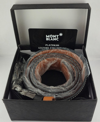 Montblanc Special Edition Black Color Men's Leather Belt With Box - Star Logo